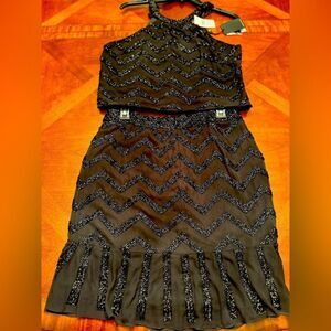 Lotus Threads NY Women’s embroidered beads handcrafted set of two skirt/top Sz M